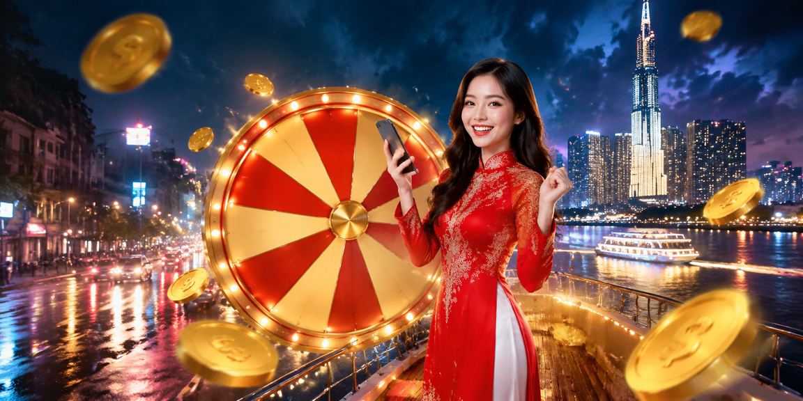 Người dùng tại TP.HCM tham gia chương trình quay số may mắn với trang phục áo dài truyền thống
