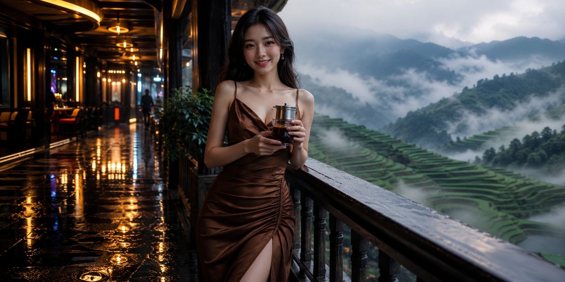 Người dùng Việt Nam tại Sapa thư giãn với cà phê và truy cập nền tảng cá cược trực tuyến trên laptop